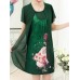 Women Floral Fake Two Pieces Elegant Chiffon Dress