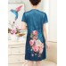 Women Floral Fake Two Pieces Elegant Chiffon Dress