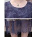 Women Elegant Floral Print O-neck Lace Hem Dress