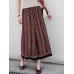 Bohemian Women Patchwork Elastic Waist Wide Leg Pants