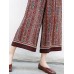 Bohemian Women Patchwork Elastic Waist Wide Leg Pants