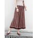 Bohemian Women Patchwork Elastic Waist Wide Leg Pants