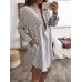 Plus Size Women Long Sleeve V Neck Stripe Tops Shirt Mini Dress