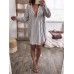 Plus Size Women Long Sleeve V Neck Stripe Tops Shirt Mini Dress