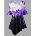 Women Elegant Floral Print Irregular Hem Blouse