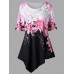 Women Elegant Floral Print Irregular Hem Blouse