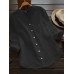 M-5XL Vintage V-neck Long Sleeves Front Pocket Button Blouse