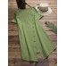 Women Brief O-neck Split Hem Cotton Long Blouse