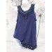 Plus Size Cotton Pure Color Lace Hem Tank Tops