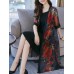 Women Floral Print Semi-sheer Two Pieces Dress