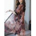 Women Floral Print Semi-sheer Two Pieces Dress