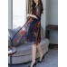 Women Floral Print Semi-sheer Two Pieces Dress