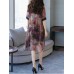 Women Floral Print Semi-sheer Two Pieces Dress