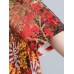 Plus Size Floral Print Three Quarter Sleeve Dress