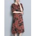 Women Ethnic Floral Print  Half Sleeve Dress