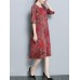 Women Ethnic Floral Print  Half Sleeve Dress