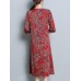 Women Ethnic Floral Print  Half Sleeve Dress