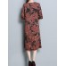 Women Ethnic Floral Print  Half Sleeve Dress