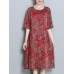 Women Ethnic Floral Print  Half Sleeve Dress