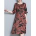 Women Ethnic Floral Print  Half Sleeve Dress