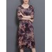 Chinese Style Floral Print Pocket Dress