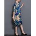 Chinese Style Floral Print Pocket Dress