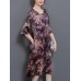 Chinese Style Floral Print Pocket Dress