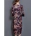 Chinese Style Floral Print Pocket Dress