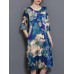 Chinese Style Floral Print Pocket Dress