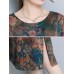 Vintage Floral Print Side Slit Pocket Dress