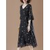 Cotton V-neck Flared Sleeve Star Dress