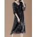 Cotton V-neck Flared Sleeve Star Dress