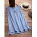 Plus Size Women Vintage Sleeveless Cotton Tops Blouse