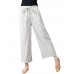 Women Casual Elastic Waist Stripe Cotton Pants with Pockets