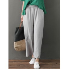 Women Brief Elastic Waist Stripe Wide Leg Pants