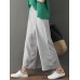 Women Brief Elastic Waist Stripe Wide Leg Pants