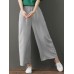 Women Brief Elastic Waist Stripe Wide Leg Pants