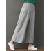 Women Brief Elastic Waist Stripe Wide Leg Pants