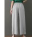 Women Brief Elastic Waist Stripe Wide Leg Pants