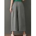 Women Brief Elastic Waist Stripe Wide Leg Pants