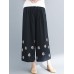 Women Vintage Embroidery Wide Leg Loose Pants