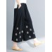 Women Vintage Embroidery Wide Leg Loose Pants