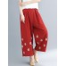 Women Vintage Embroidery Wide Leg Loose Pants