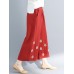 Women Vintage Embroidery Wide Leg Loose Pants