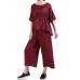 Women Fashion Adjustable Waist Blouse and Wide Leg Pants Suit