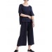 Women Fashion Adjustable Waist Blouse and Wide Leg Pants Suit