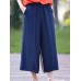 Women Loose Pleated Wide Leg Calf length Pants