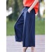 Women Loose Pleated Wide Leg Calf length Pants