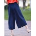 Women Loose Pleated Wide Leg Calf length Pants