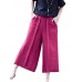 Women Loose Pleated Wide Leg Calf length Pants